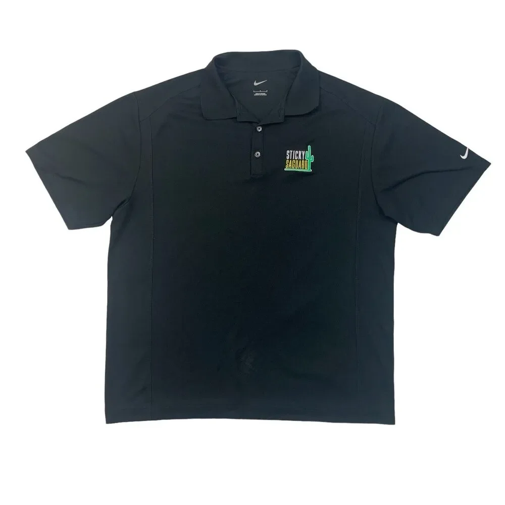 Nike Classic Polo Shirt Mens L Large Black Moisture Wicking Performance Golf